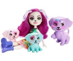 Enchantimals lėlė Dessa Dalmatian su šuniukais