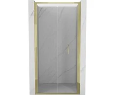 Dušo durys Mexen Exo, sulankstomos, 65 cm, transparent/auksinis