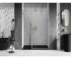 Dušo durys Mexen Lunar-B, dešinė, 140 cm, transparent/brushed auksinis