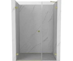 Dušo durys Mexen Lunar-B, kairė, 125 cm, transparent/brushed auksinis