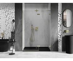 Dušo durys Mexen Lunar, dešininės, 135 cm, transparent/brushed auksinis