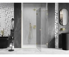Dušo durys Mexen Lunar, dešininės, 130 cm, transparent/brushed auksinis