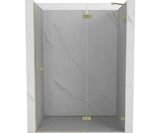 Dušo durys Mexen Lunar, dešininės, 130 cm, transparent/brushed auksinis