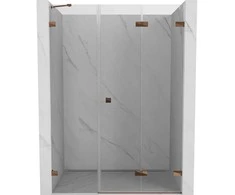 Dušo durys Mexen Lunar-F, sulankstomos, dešinė, 130 cm, transparent/rose auksinis