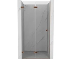 Dušo durys Mexen Lunar-F, sulankstomos, kairė, 85 cm, transparent/rose auksinis
