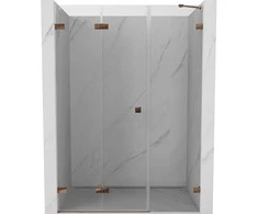 Dušo durys Mexen Lunar-F, sulankstomos, kairė, 110 cm, transparent/rose auksinis