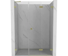 Dušo durys Mexen Lunar-F, sulankstomos, dešinė, 125 cm, transparent/brushed auksinis