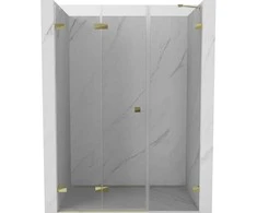 Dušo durys Mexen Lunar-F, sulankstomos, kairė, 130 cm, transparent/auksinis