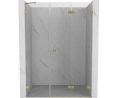 Dušo durys Mexen Lunar-F, sulankstomos, dešinė, 120 cm, transparent/brushed auksinis