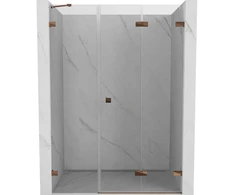 Dušo durys Mexen Lunar-F, sulankstomos, dešinė, 120 cm, transparent/rose auksinis
