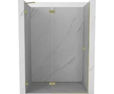 Dušo durys Mexen Lunar, kairinės, 135 cm, transparent/brushed auksinis