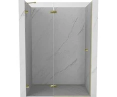 Dušo durys Mexen Lunar, kairinės, 140 cm, transparent/auksinis