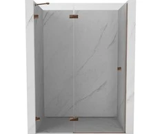 Dušo durys Mexen Lunar, kairinės, 140 cm, transparent/rose auksinis