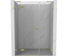 Dušo durys Mexen Lunar, kairinės, 155 cm, transparent/brushed auksinis