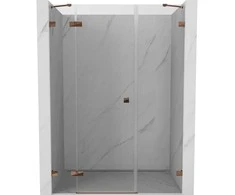 Dušo durys Mexen Lunar, kairinės, 155 cm, transparent/rose auksinis