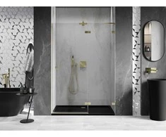 Dušo durys Mexen Lunar L, dešinė, 135 cm, transparent/brushed auksinis