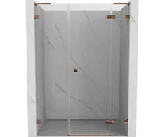 Dušo durys Mexen Lunar L, dešinė, 150 cm, transparent/rose auksinis