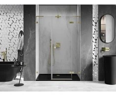 Dušo durys Mexen Lunar L, dešinė, 150 cm, transparent/brushed auksinis