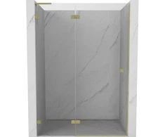 Dušo durys Mexen Lunar L, kairė, 130 cm, transparent/brushed auksinis