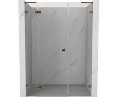 Dušo durys Mexen Lunar L, kairė, 135 cm, transparent/rose auksinis