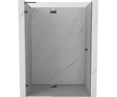 Dušo durys Mexen Lunar L, kairė, 135 cm, transparent/rose auksinis