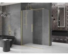 Dušo kabina Mexen Velar, 150 x 85 cm, Brushed auksinis/matinis stiklas