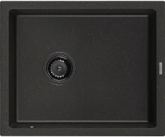 Granitinė virtuvinė plautuvė Mexen Pedro su sifonu, Metallic juodas/auksinis+Juodas, 560 x 460 mm