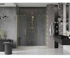Stumdomos dušo durys Mexen Velar DUO, Brushed auksinis, 160 cm