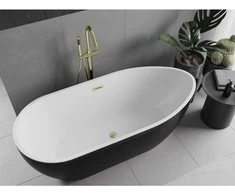 Vonia Mexen Eos, 170 x 75 cm, Baltas/Juodas + Brushed auksinis persipylimas