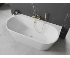 Vonia Mexen Oval+, 170 x 80 cm, Baltas + Brushed auksinis persipylimas