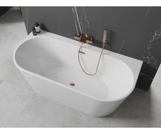 Vonia Mexen Oval+, 170 x 80 cm, Baltas + Rose auksinis persipylimas