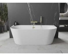 Vonia Mexen Oval+, 170 x 80 cm, Baltas + Brushed auksinis persipylimas