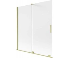 Vonios sienelė Mexen Velar, 150 x 150 cm, Brushed auksinis/matinis stiklas