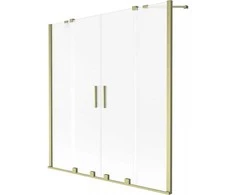 Vonios sienelė Mexen Velar Duo, 150 x 150 cm, Brushed auksinis/matinis stiklas