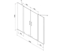 Vonios sienelė Mexen Velar Duo, 160 x 150 cm, Brushed auksinis/matinis stiklas