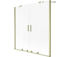 Vonios sienelė Mexen Velar Duo, 160 x 150 cm, Brushed auksinis/matinis stiklas