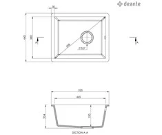 Granitinė virtuvinė plautuvė Deante Ella ZREXS10C, Metallic pilkas