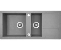 Granitinė virtuvinė plautuvė Laveo Barbados SBB_531T, Pilkas