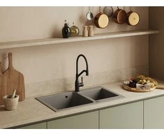 Granitinė virtuvinė plautuvė Laveo Milos SPM_5209, Pilkas