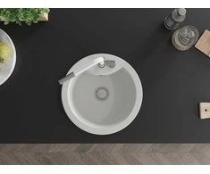 Granitinė virtuvinė plautuvė Mexen Diego su maišytuvu ir sifonu, Baltas+Baltas/Chrome
