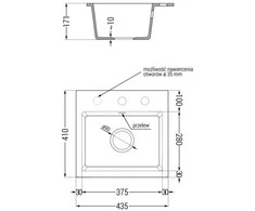 Granitinė virtuvinė plautuvė Mexen Milo su maišytuvu ir sifonu, Juodas granite+Chrome