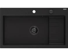 Granitinė virtuvinė plautuvė Mexen Omar su sifonu, Juodas, 800 x 480 mm