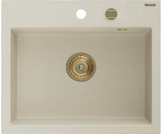 Granitinė virtuvinė plautuvė Mexen Oscar su sifonu, rusvai gelsvas+Gold, 580 x 490 mm