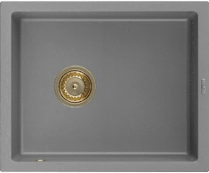 Granitinė virtuvinė plautuvė Mexen Pedro su sifonu, Pilkas+Gold, 560 x 460 mm
