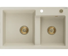 Granitinė virtuvinė plautuvė Mexen Tomas su sifonu, rusvai gelsvas+Gold, 800 x 500 mm