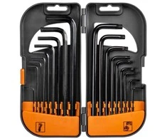 HEX 1,5–10 mm raktų su rutuline galvute ir TORX 10–50 rinkinys Bradas, 18 vnt., long