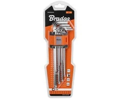 HEX šešiakampių raktų rinkinys 1,5–10 mm su rutuline galvute Bradas, 9 vnt., extra long
