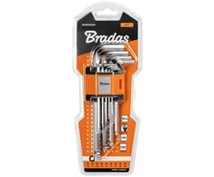 HEX šešiakampių raktų rinkinys 1,5–10 mm su rutuline galvute Bradas, 9 vnt., long