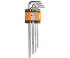 HEX šešiakampių raktų rinkinys 1,5–10 mm su rutuline galvute Bradas, 9 vnt., extra long