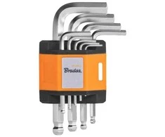 HEX šešiakampių raktų rinkinys 1,5–10 mm su rutuline galvute Bradas, 9 vnt., short